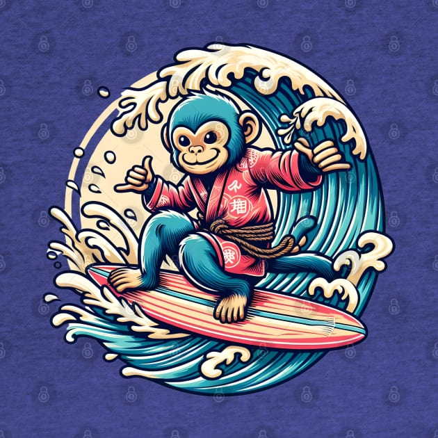 Surfing monkey by Japanese Fever